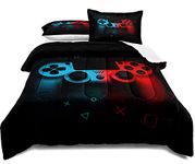 lris Bedding Gaming Comforter Set Full Size for Boys Kids Game Room Decor Video Game Gamer Comforter Teens Bedroom Gamepad Bedding Set All Season