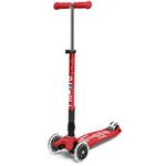 Micro Scooters | Maxi Micro Deluxe Foldable Children's Scooter | Big Wheels | Handlebar Adjustable | 5-12yrs | Boys & Girls | Red