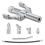 Pindex Coupler for Grease Gun 1/8" npt,Grease Gun Coupler Quick Release Lock 10000psi, Grease Gun Coupler Set with Nozzle Hose