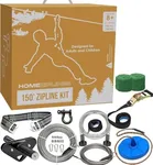 Zip Line for Kids and Adults, 150/100/200 Ft Backyard Zipline Kit, Quick Setup, 350 Lb Capacity, Rustproof Stainless Steel Cable, Safety Harness, Smooth Spring Brake, Comfortable Cushioned Seat