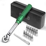 UYECOVE 1/4 Inch Drive Torque Wrench 2-20 Nm, 13Pcs Bike Torque Wrench Set, Bicycle Maintenance Tool Kit with Allen Hex, Torx Bit Sockets, Extension Bar, Green