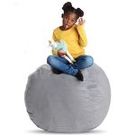 Creative QT Stuffed Animal Storage Bean Bag Chair - Extra Large Stuff 'n Sit Organization for Kids Toy Storage - Available in a Variety of Sizes and Colors (38", Light Grey Corduroy)