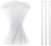 Sparkle and Bash Silver Glitter Swizzle Sticks for Cocktails, Clear Drink Stirrers (7 Inches, 150 Pack)