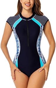 KEOYA Women's Sleeveless One Piece Swimsuit Rash Guard Swimwear with Zip UPF 50+ Surfing Bathing Suit Swimming Costume for Ladies