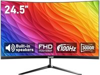 Gawfolk 24.5-inch PC Screen, Curved(3000R) 100hz Gaming Monitor with Built-in Speakers FHD 1080p 1ms Bezel-less, 98% sRGB, 178° Wide Angle, HDMI、VGA, Compatible with Wall Mounted VESA 75*75MM - Black