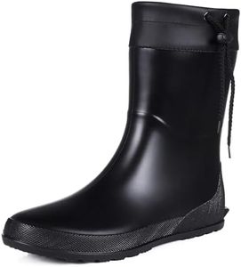 Asgard Women's Mid Calf Rain Boots Collar Gardening Boots Ultra Lightweight Portable Garden Shoes Black 36 (Size 6-6.5)