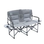 Camphor Designs Oversized Double Portable Folding Director’s Loveseat Chair with Padded Backrest, Side Table | Outdoor Sports, Beach, Lawn, Hunting, Tailgating, Fishing| Supports 300 Lbs/Seat