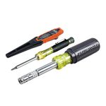 Klein Tools 80049 HVAC Tool Kit with 3-in-1 Pocket Screwdriver, 8-in-1 Screwdriver / Nut Driver, and Digital Pocket Thermometer, 3 Piece