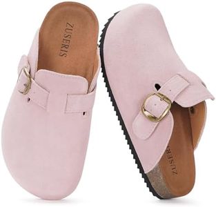ZUSERIS Kids Suede Clogs Boys Girls Cork Potato Shoes,Pink,1 C