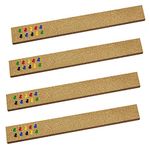 Cork Bulletin Board,4 Pcs Rectangular Frameless Multipurpose Cork Batten Strips for Office, School,Home Memo or Decoration, 2x15 inches,with 35 Pushpins Cork Board Strips for Walls Self Adhesive