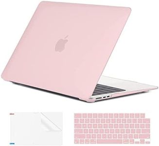 EooCoo Compatible with MacBook Air 13.6 inch Case 2024 2023 2022 M3 A3113 A2681 M2 with Retina Display, Plastic Hard Shell Case + Keyboard Skin Cover + Screen Protector,Pink