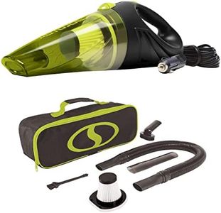 Auto Joe ATJ-V501 12-Volt Portable Car Vacuum Cleaner w/16-Foot Cable, Interior Auto Detailing Accessory Kit, HEPA Filter x2 and Storage Bag, Green