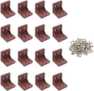 12 Pack L Bracket Corner Brace, TTZEZE Plastic Furniture Thicken L Shape Bracket, Right Angle Board Holder Shelf Support Corner Joints of Drawers Windows Frames Cabinet Chest Wood Shelf (Red Brown)