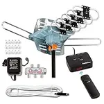 Five Star [Newest 2020] HDTV Antenna Amplified Digital Outdoor Antenna 150 Miles Range, 360 Degree Rotation Wireless Remote, with 40FT RG6 Coax Cable Installation Kit Supports 5 TVs