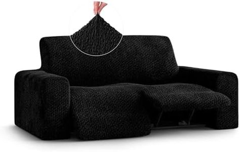PAULATO BY GA.I.CO. Recliner Sofa Cover - Reclining Slipcover - Soft Polyester Fabric Slipcover - 1-Piece Form Fit Stretch Furniture Protector - Velvet Collection - Black (Recliner Sofa)