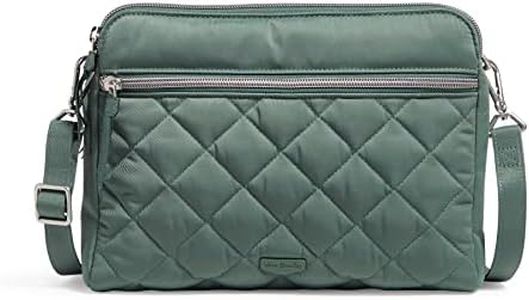 Vera Bradley Women's Performance Twill Triple Compartment Crossbody Purse, Olive Leaf, One Size