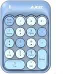 FELiCON Wireless Numeric Keypad, 2.4GHz Portable Mini Number Pad with Cute Color Fight Retro Round Key and USB Receiver, 18-Keys Financial Accounting Numeric Keypad for Laptop, PC, Desktop (Blue)