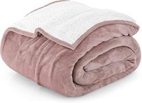 Utopia Bedding Sherpa Bed Blanket Queen Size Rose Pink 480GSM Plush Blanket Fleece Reversible Blanket for Bed and Couch (90x90 Inches)