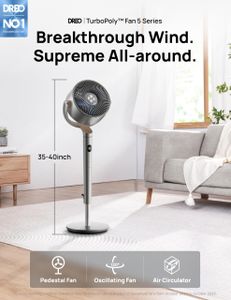 DREO Standing Fan 20dB – 120° Omni-Directional, Remote, 8 Speeds, 35-40" Adjustable