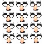 Lezevn 12Pcs Halloween Disguise Glasses Big Nose Glasses with Eyebrows and Mustache Funny Halloween Party Decoration