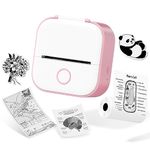 Sticker Printer- Memoqueen T02 Pocket Printer, Bluetooth Thermal Photo Printer Mini Thermal Printer, Great for DIY Journal, Memo, Sticker and Notes, Compatible with Smartphone & Tablets, Pink