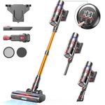 550W/45Kpa Cordless Vacuum Cleaner,Vacuum Cleaner up to 60mins Runtime,with LED Touchscreen,Upgraded Anti-Tangle V-Shaped Brush,1.5L Dust Cup,Cordless Vacuum for Hardwood Floors/Carpets/Pet Hair