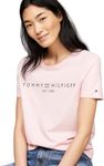 Tommy Hilfiger Women's REG Corp Logo C-NK SS WW0WW40276 S/S Knit Tops, Delicate Pink, 3XL