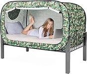 Pop Up Privacy Tent for Indoor Use Bed Canopy for Sleeping Bed Tent Double Door with Mosquito Mesh Window (Camouflage)