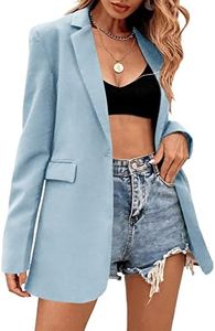 Febriajuce Women's Casual Long Sleeve Lapel Oversized Button Work Office Blazer Suit Jacket