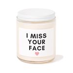 Kim & Pom I Miss Your Face Soy Candle - French Vanilla Scent, 100% soy wax, 8 oz, Scented Candles Gift for Best Friend, Long Distance Relationship Gift, Thanksgiving Christmas Gift