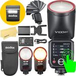 GODOX V100 V100S Godox Flash for Sony Flash Speedlight,100Ws TTL Camera Flash for Sony,Global Shutter,Touchscreen Control,400 Full Power Flashes,7.2V/2980mAh Li-ion Battery,1.7s Recycle Time