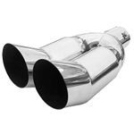 Double Dual Twin Exhausts Tip Trim Car End Pipe Tail Sport Muffler Stainless Steel Chrome Universal