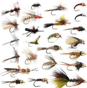 24 Fly Fishing Flies Assortment for Trout | 2 Dozen Fly Fishing Flies Kit | Dry Flies, Nymph, Wet, Streamers, Wooly Bugger Flies | Trout Lure Set Kit