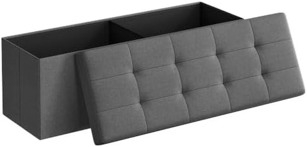 SONGMICS MAZIE Collection - 43 Inches Folding Storage Ottoman Bench, Ottoman Foot Rest, End of Bed Bench, Storage Chest, Load 660 lb, for Living Room, Bedroom, Entryway, Dark Gray ULSF77K