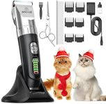 oneisall Cat Clippers,Quiet Cat Hair Trimmer for Matted Hair,Rechargeable Cat Grooming Supplies for Thick/Curly/Fin Hair,Cordless Cat Grooming Kit