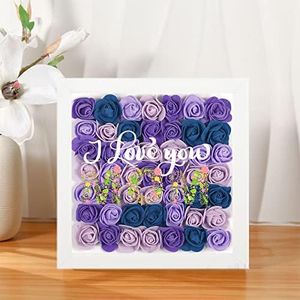 Mother's Day Flower Shadow Box Gift, Engraved Warm Text Dry Roses Artificial Flowers Frame Memorial GITS for Mom Women Grandma 8 * 8 Inches (8 * 8 In-style19)