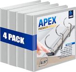 4 Pack of 2.5” Smooth Opening Angle D-Ring View White Binders, Professional Presentation Folder for Standard Pages with Inside Pockets, and Customizable Clear View Binder PVC-Free