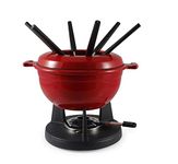 Swissmar Lucerne 10-Piece Cast Iron Fondue Set, Red