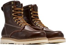SUREWAY Men's 8 Inch Moc Toe Work Boots,Steel Toe Dark Brown,Size 9.5
