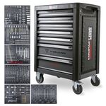 WIDMANN Tool Trolley Cabinet with 263pcs Tools Steel Workshop Storage Chest Carrier ToolBox, Grey, Compact One Series (WM-C1-6GR)