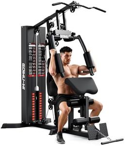 GOIMU Home Gym, M1 Workout Station with 140LBS Weight Stack, Multifunctional Home Gym Equipment with Pulley System & Adjustable Seat for Full Body Strength Training (M1 PRO)