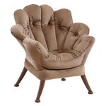 YOTATING Flower Shape Armchair, Comfy Butterfly Reading Chair Mid-century Accent Lounge Sofa with Petal Back & Reinforced Legs for Living Room, Bedroom, Reading Room, Dutch Khaki