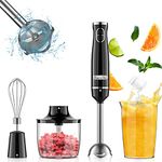 Facelle Immersion Hand blender 400W, 4-in-1 Handheld Smoothie Blender Stick Blender Set with Chopper, Beaker, Whisk for Smoothie, shakes, Baby Food, Sauces Red, Puree, Soup