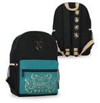 Harry Potter Backpack for Girls Hogwarts Crest Small Black Nylon Backpack for School or Kids Travel Side Meshed Pockets, Includes Personalised Name Label