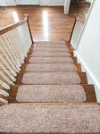 Soft Shaggy Carpet Stair Treads NON-SLIP MACHINE WASHABLE Mats/Rugs, 22x67cm, 30mm Thickness (Beige, 13)