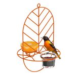 MEKKAPRO Oriole Bird Feeder, Dual Sided Oriole Feeder - Fits Clementine Mandarins Nectar, Oriole Jelly Feeder, Simple & Elegant Oriole Nectar Feeder (Orange)