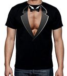 Tuxedo Muscles Men's Fancy Dress T-Shirt (Medium, Black)