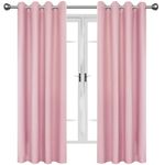 JIVINER Linen Blackout Curtains for Girls Bedroom, Pink Curtains 2 Panels Solid Thermal Insulated Grommet Drapes for Living Room (Baby Pink, W42 X L63,2 Panels)