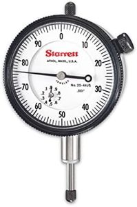 Starrett 25 Series Dial Indicator with Jewel Bearings and Lug-On-Center Back - White Face, 0-.500" Range, 0-100 Continuous Dial, .001" Graduations - 25-441/5J