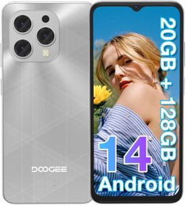 DOOGEE N55 Plus(2024) Android 14 Unlocked Phone with 20GB+128GB/TF 1TB, 6.56" 90Hz Octa-Core Unlocked Smartphones with 5150mAh, Dual Camera, Dual SIM 4G Mobile Phones with Face ID & OTG(Silver)